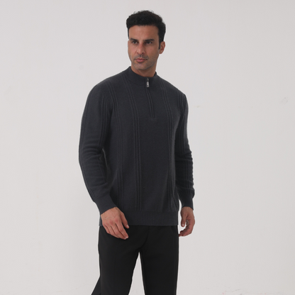 100% Cashmere Ribbed Half Zip