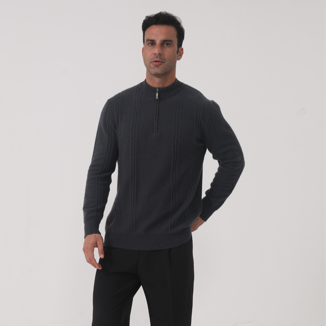 100% Cashmere Ribbed Half Zip