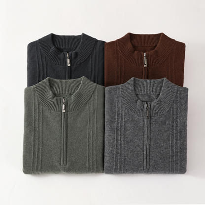 100% Cashmere Ribbed Half Zip